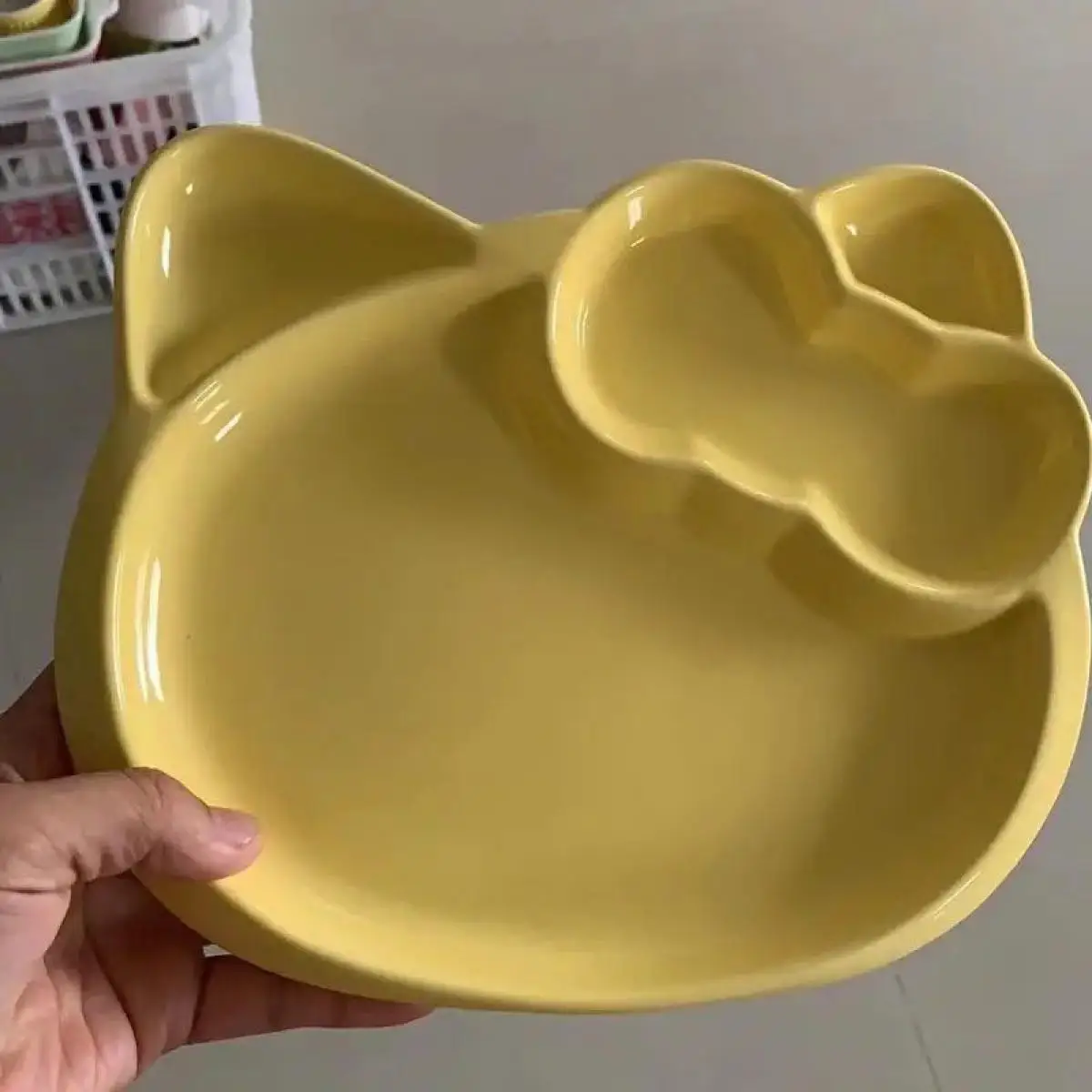 Sanrio Hello Kitty Niedlicher Keramik-Essteller, Frühstücksteller, Cartoon-geteilter Essteller, Salatteller, Snack-Trenntablett, Geschenke