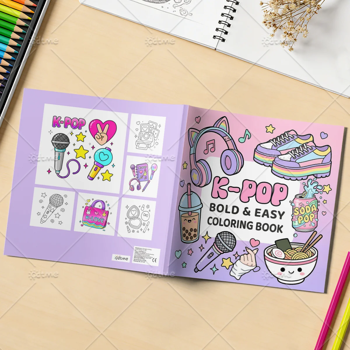 K-POP Malbuch für Erwachsene mit Cartoon-Motiven und Einfachen Mustern zur Entspannung, DIY Mal- und Zeichenbücher für Jugendliche – Detail 2