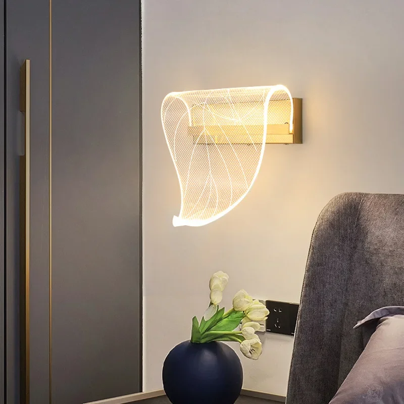 Lámpara de pared acrílica Led, iluminación moderna de lujo, luz de pared dorada de 8w para sala de estar, dormitorio, espejo de cabecera, escalera, pasillo, accesorios interiores nórdicos