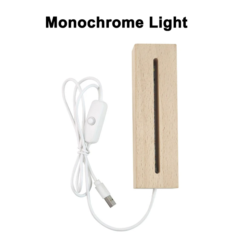 مستطيل الصلبة خشب الزان قاعدة LED ل الراتنج رسالة مصباح الاكريليك الزجاج الراتنج الفن الخشب ضوء قاعدة عرض Led حامل دروبشيب #6