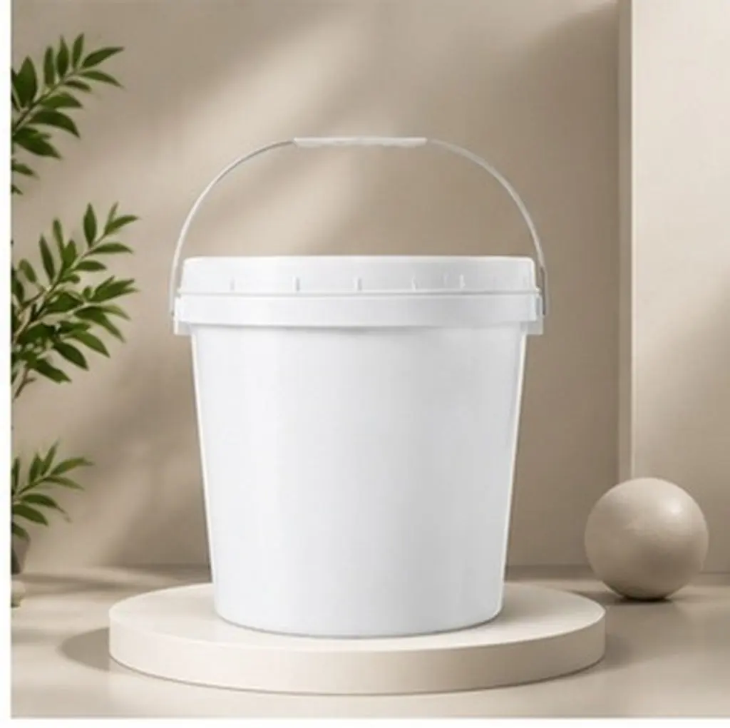 White ABS 9L Round Storage Bucket with Lid for Paint Pigment Oil Wine Heavy Duty Food Grade Drop Resistant Lightweight Design