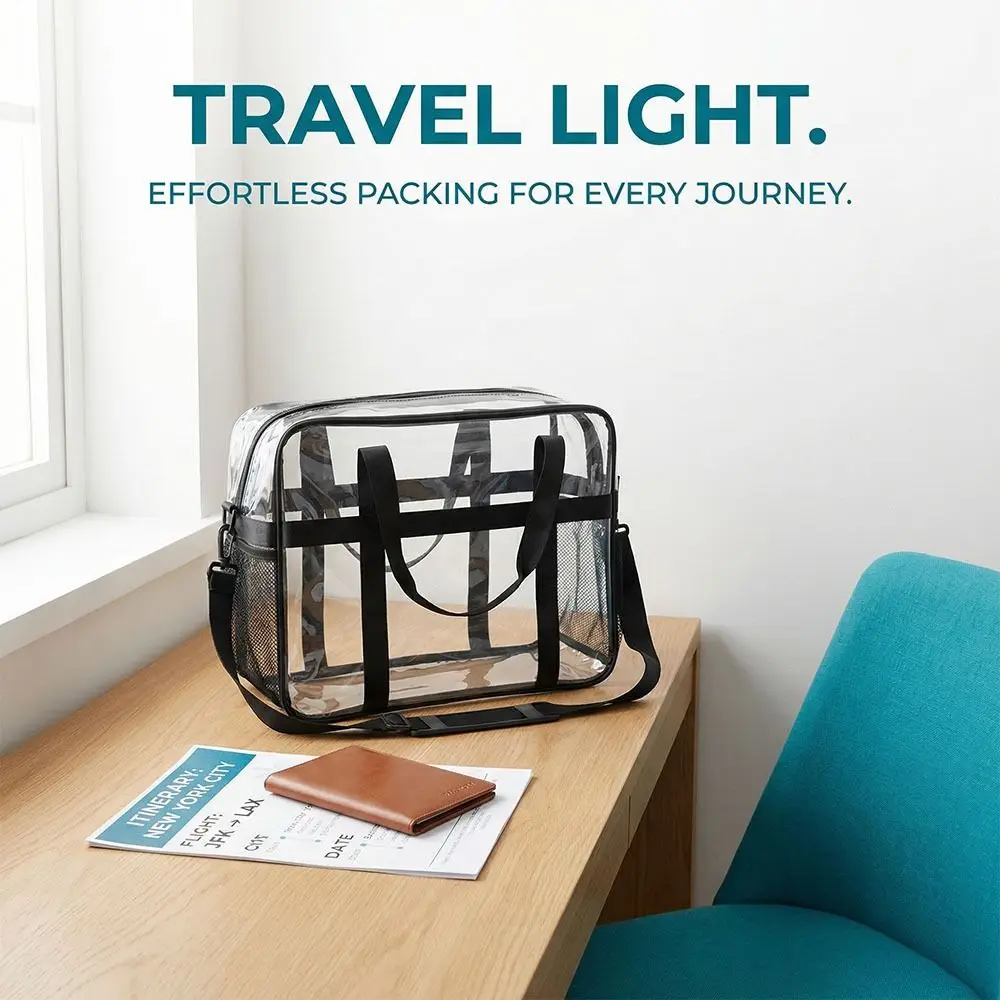 

Прозрачная сумка через плечо большой вместимости из ПВХ, портативная сумка для туалетных принадлежностей, водонепроницаемая легкая сумка для пляжа и плавания