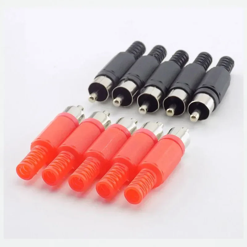 Red Black Welding RCA Plug Socket Male Female DC Soldering Terminal Connector Adapter for Speaker Video Audio Wire CCTV system