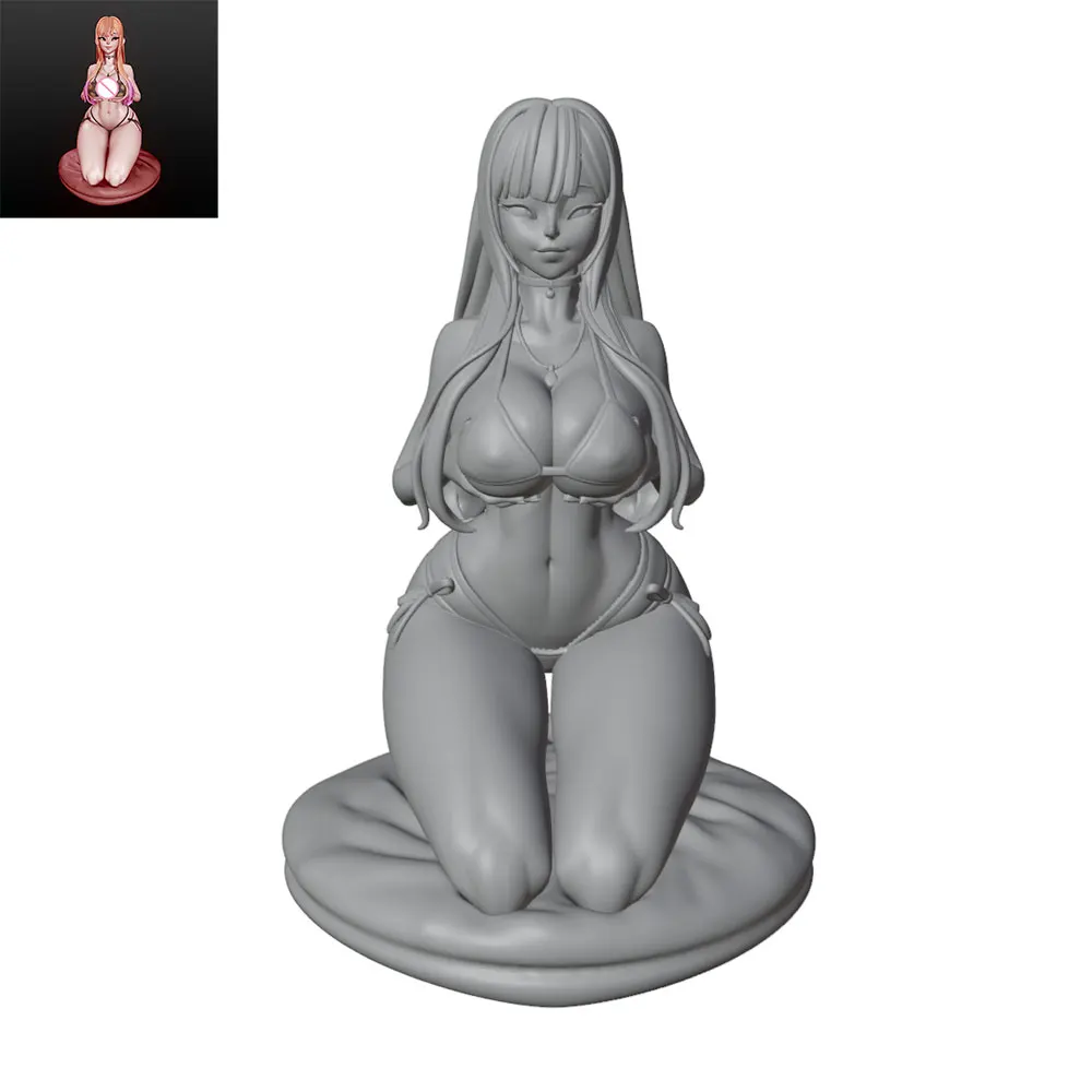 1/24/6 Beach bikini girl, sexy girl swimsuit girl resin model kit, mini 3D printed gray model statue, unpainted, not assembled