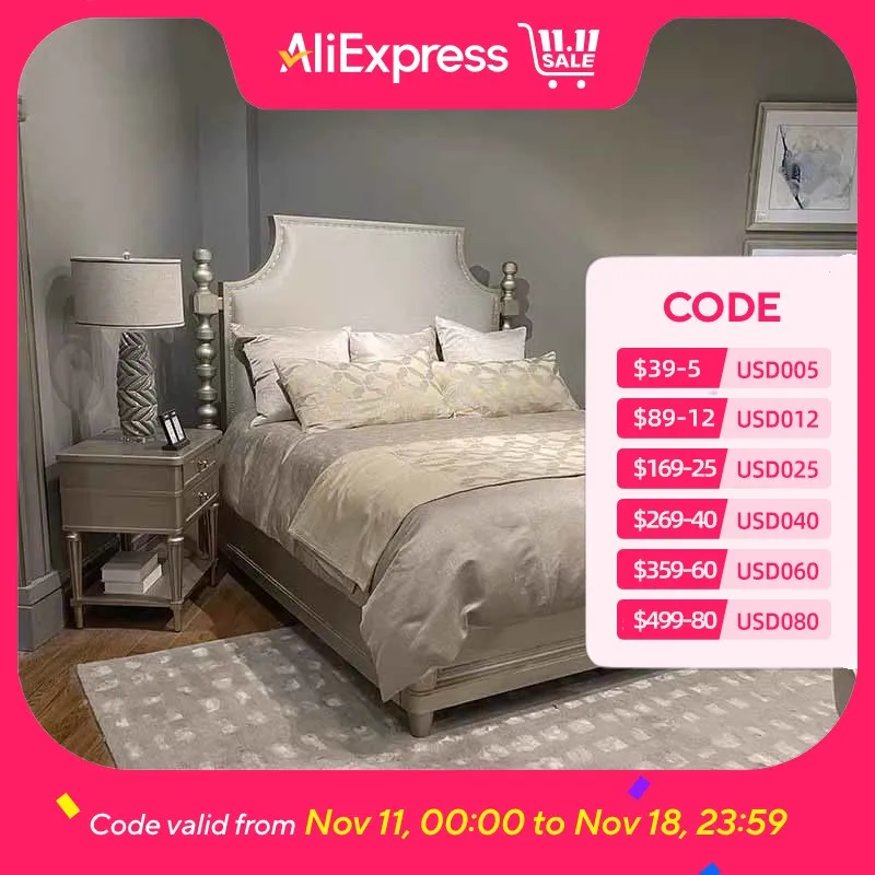 

Wood Waterproof Soft Double Bed European Bedroom Luxury Twin Queen Beds Modern Upholstered 2 Person Camas De Casal Furniture