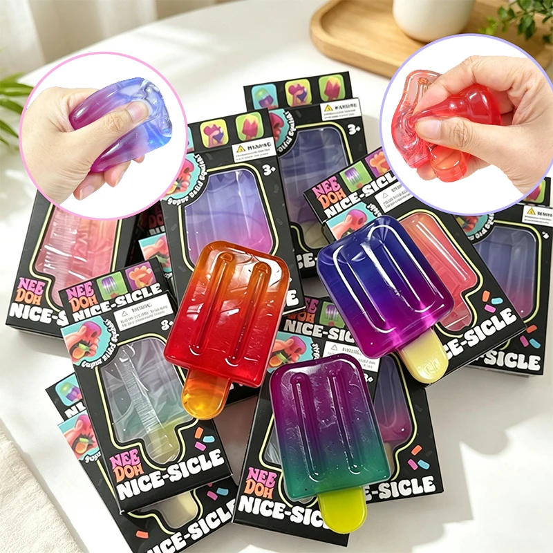 Needoh Gradient Translucent Popsicle Squish Toy Soft Jelly TPR Squeeze Fidget Stress Reliever Daily Relaxation Decorative Gift