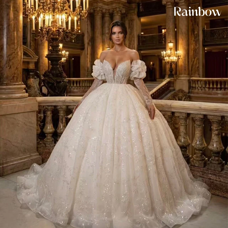 

Изысканное свадебное платье с полностью вышитым кружевом, фасон А-силуэт, бальное платье, высокий воротник, длинные рукава, на заказ, для невесты, мусульманское, Vestido De Novia