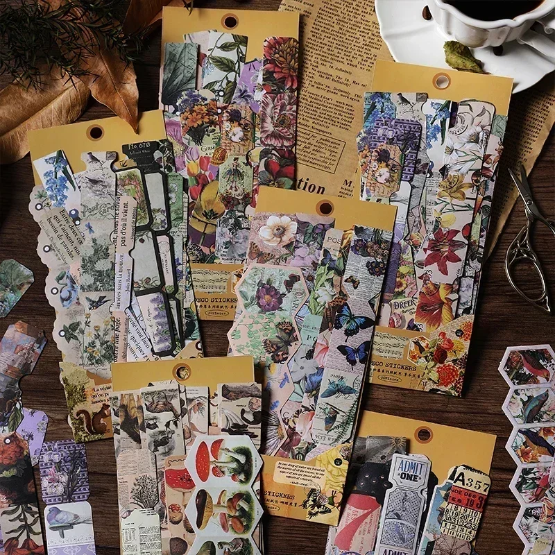 30 Stücke Hand Material Scrapbooking Konto Papier Literatur Scrapbooking Dekorative Aufkleber Retro Sammlung Aufkleber 220*90mm
