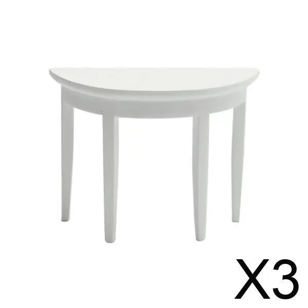 

White Semicircle Wooden End Table Dollhouse Miniatures Furniture Classic Design for 1 12 Scale Living Room Decor