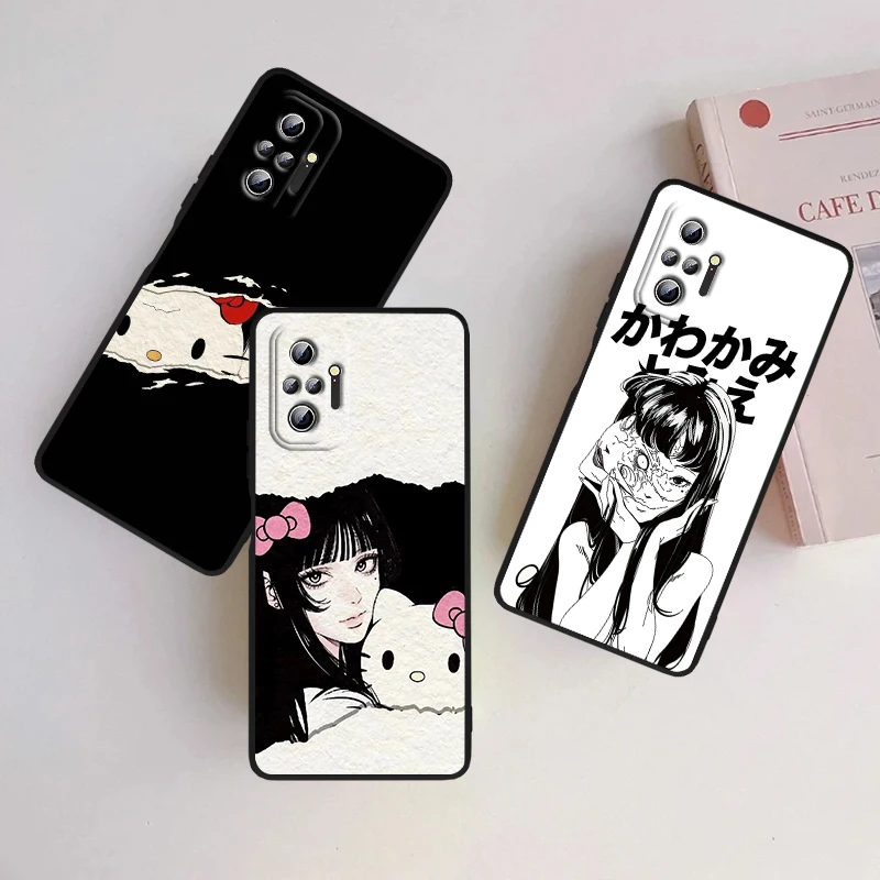 Capa de telefone preta T-Tomie Kawakami Anime, Xiaomi Redmi Note 13 12R 12 12S Turbo 11 11T 11S 10S Pro Plus 5G, Moda