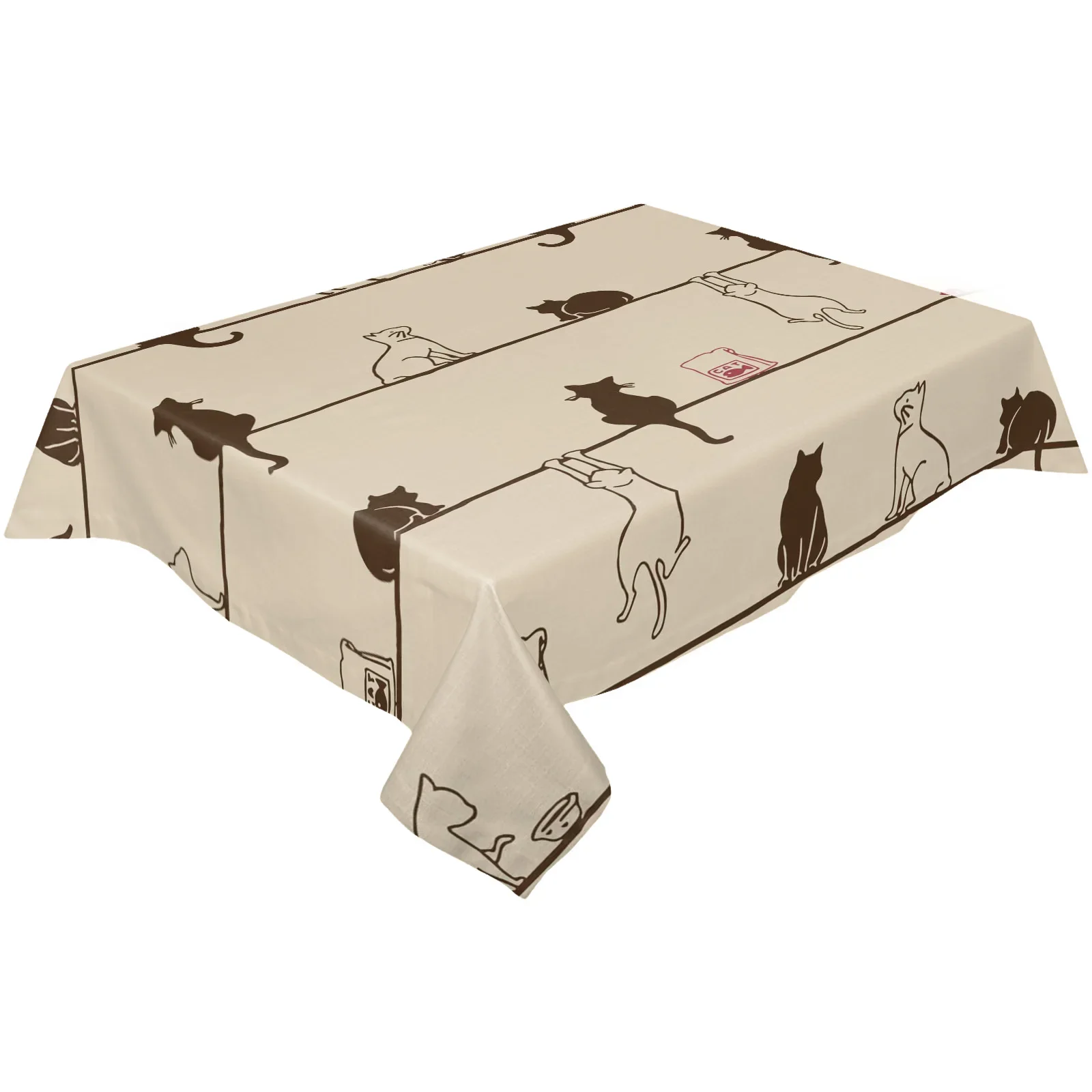 Cat Rope Mouse Rectangle Tablecloth Party Decoration Waterproof Dining Table Round Tablecloths Kitchen Home Decoration