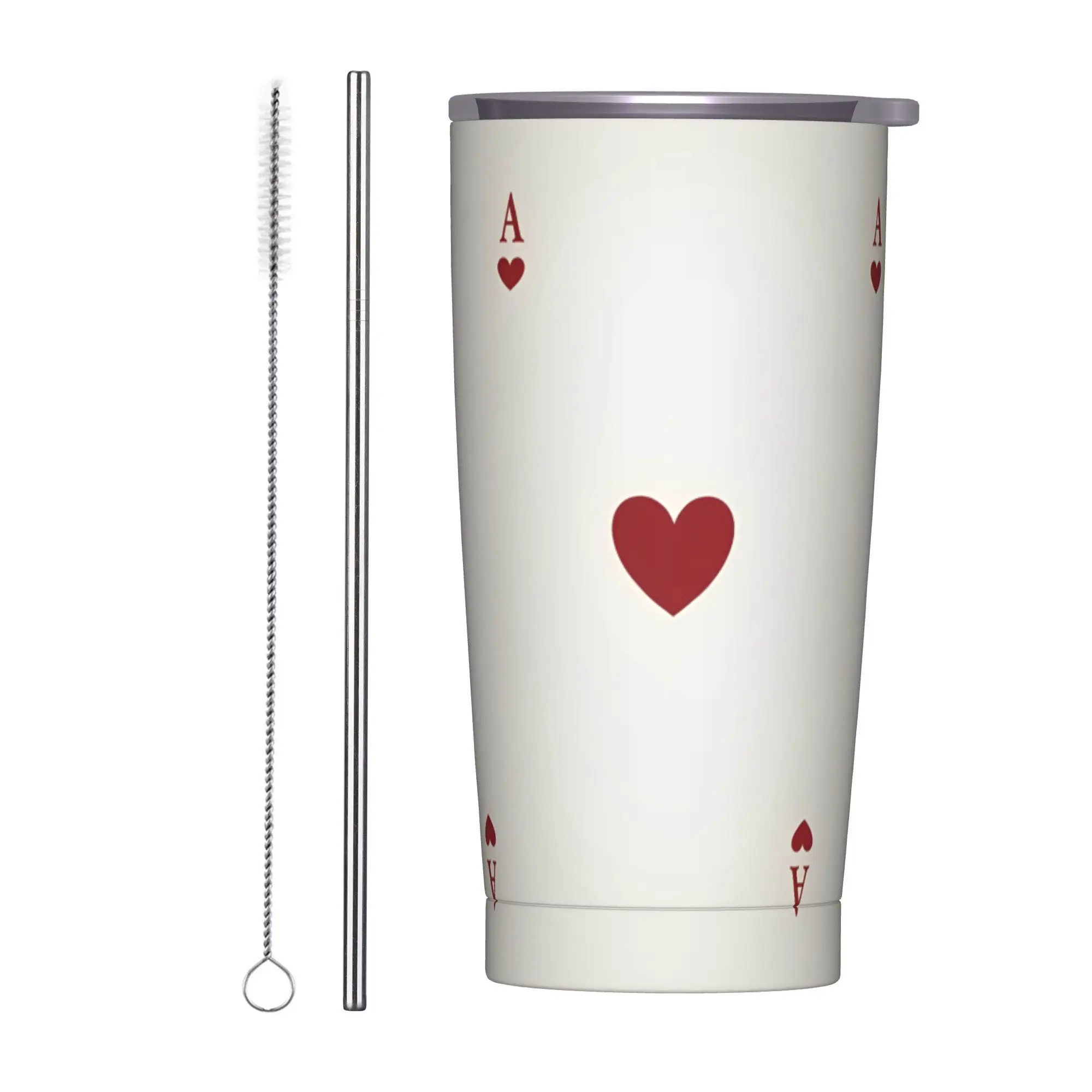 

Игральные карты Стакан Ace of Hearts Горячие напитки Бутылка для воды Портативные термочашки из нержавеющей стали Пользовательские кружки для кемпинга DIY Чашка