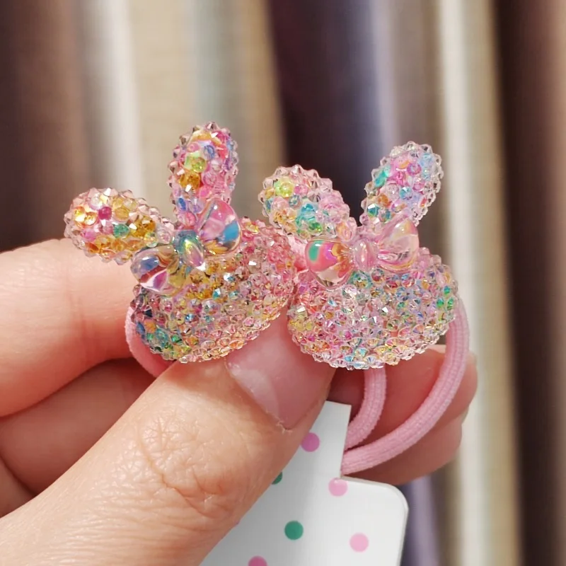 2PCS Cartoon Colorful Sequined Cherry Lovely Girls Elastic Hair Bands Princess Hair Accessories Children Hair Ties Baby Headwear