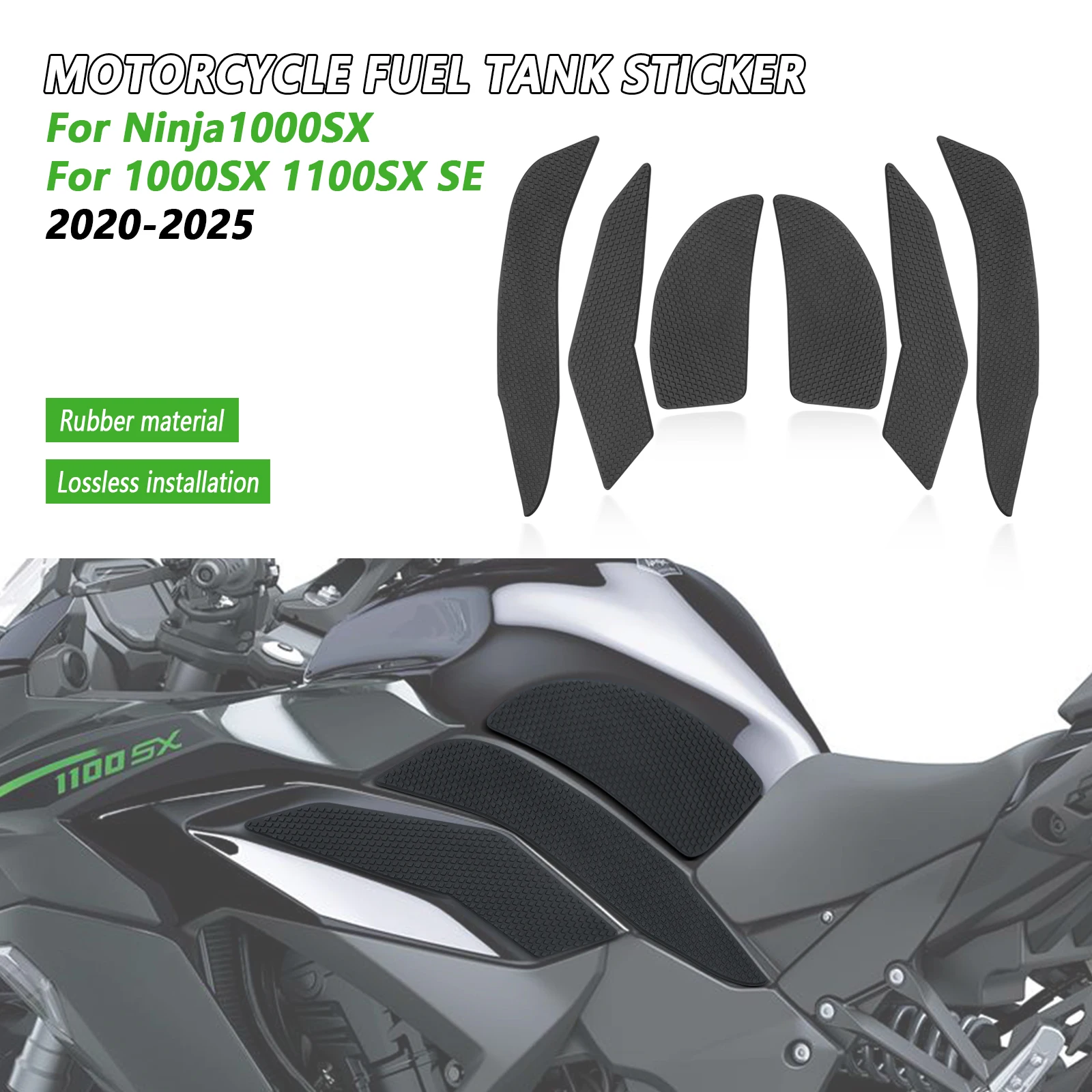 

Motorcycle Side Fuel Tank Pads Protector Stickers Knee Grip Traction Pad For Kawasaki Ninja 1000SX 1100SX SE 2020-2023 2024 2025