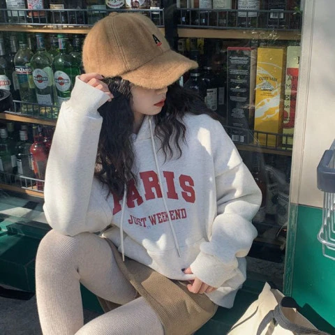 Oversize Mit Kapuze Sweatshirt frauen Thiened Fce Lange Sve Casual Oberbekleidung Frühling Herbst Winter Neue Sle ular Ladie...