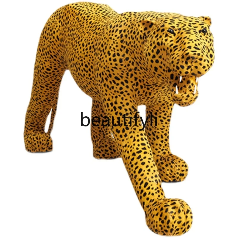 Large leopard ornament animal ornament decorative wrought iron wood carving