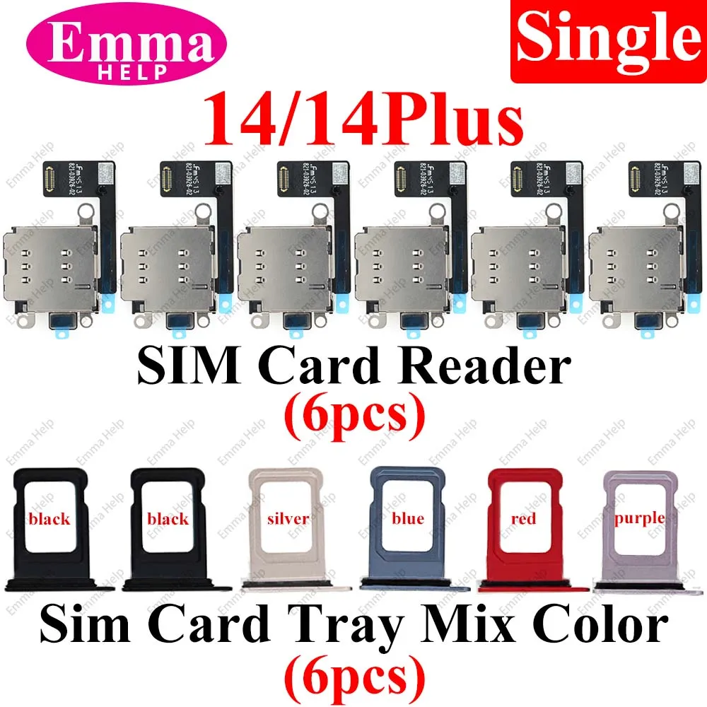 12pcs Single Sim Card Reader Connector Flex Cable For iPhone 13 12 11 14 Pro Max XR Dual Sim Card Tray Slot Holder Adapter