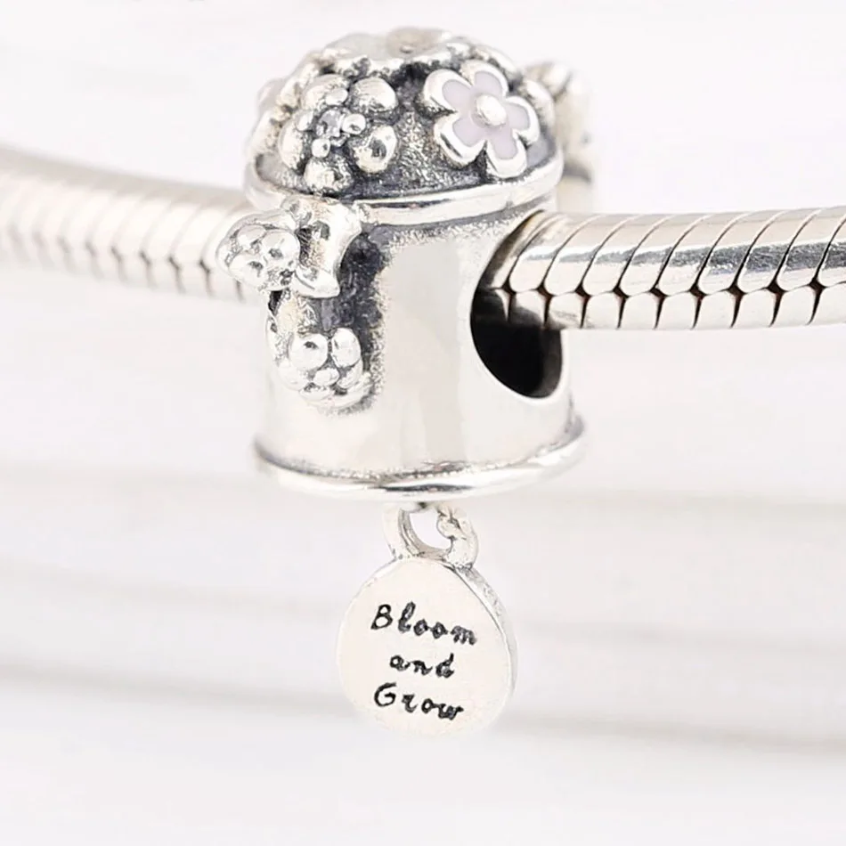 Watering Can & Trowel Charm Fit Women Bracelet Bangle DIY Jewelry Girl Gift Authentic S925 Sterling Silver Butterfly Flower Bead