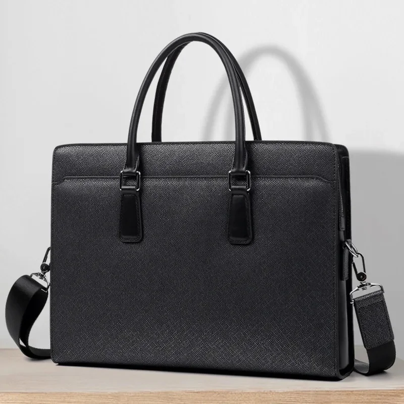 New Genuine Messenger Bag Men Leather Handbag Business Fashion Anti-theft Password Lock Bag High-end Feel 14inch Men's Briefcase