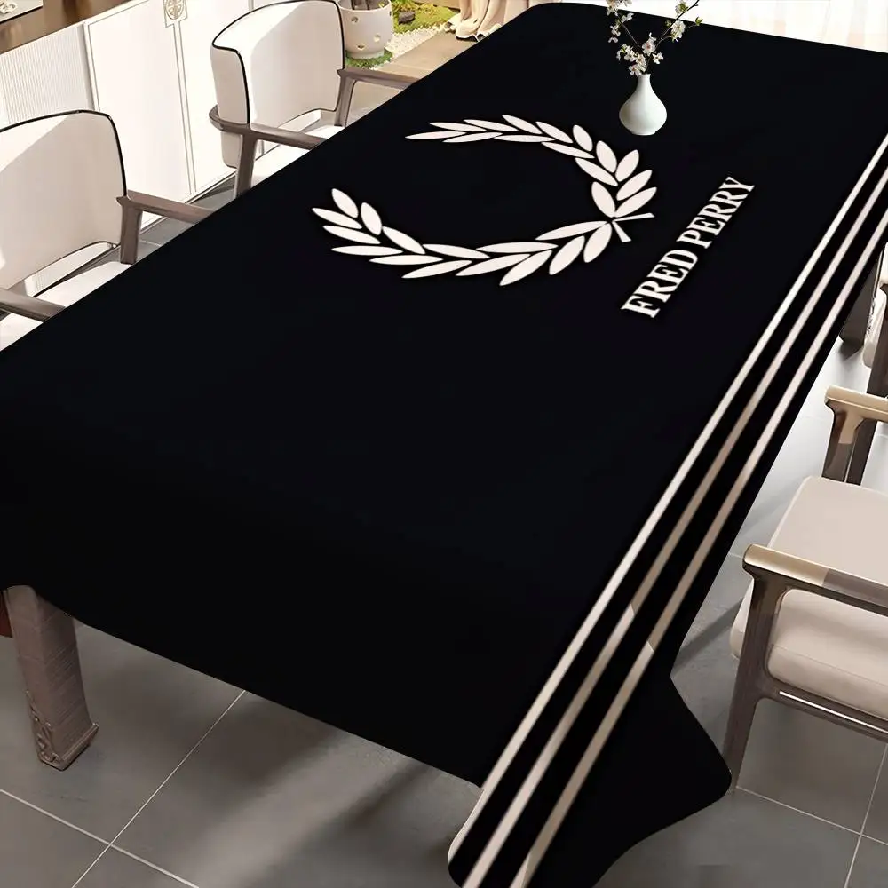 FRED PERRY LOGO Rectangle Tablecloth Table Decor Reusable Waterproof Kitchen Dining Table Cloth Holiday Party Decoration