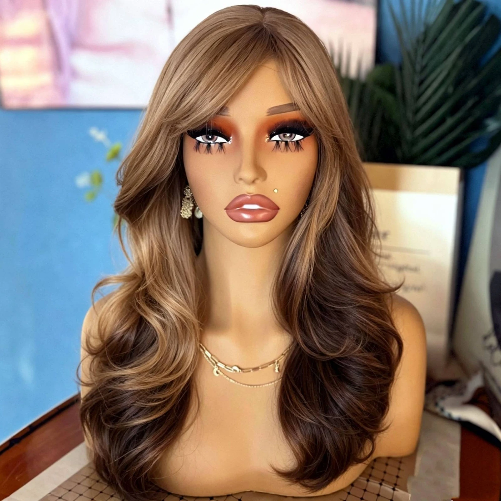 Hairpiece Display Head PVC Female Hairpiece Head Female Bust Mannequin Natural Makeup Look Lightweight for Salon Owners