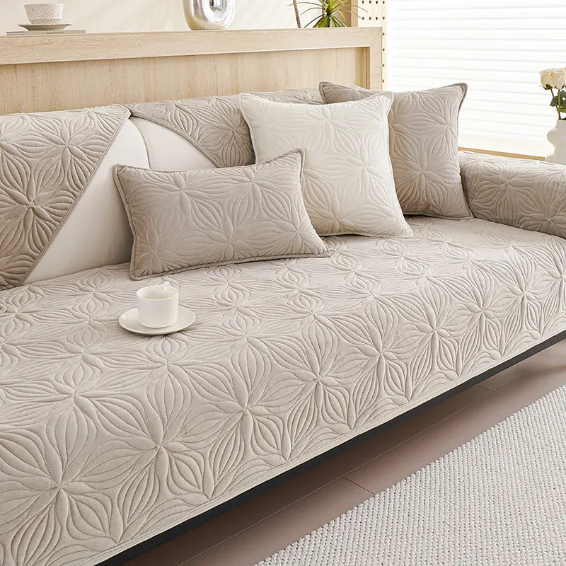 Flannel Sofa Cushion Anti Slip Solid Color Cushion Machine Wash Does Not Fade Formaldehyde-free Soft Daily Home Decoration