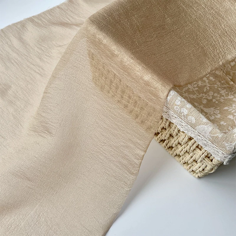 Golden camel color semi-transparent pearlescent gauze fashion mesh chiffon fabric Handmade designer fabric, breathable and finel