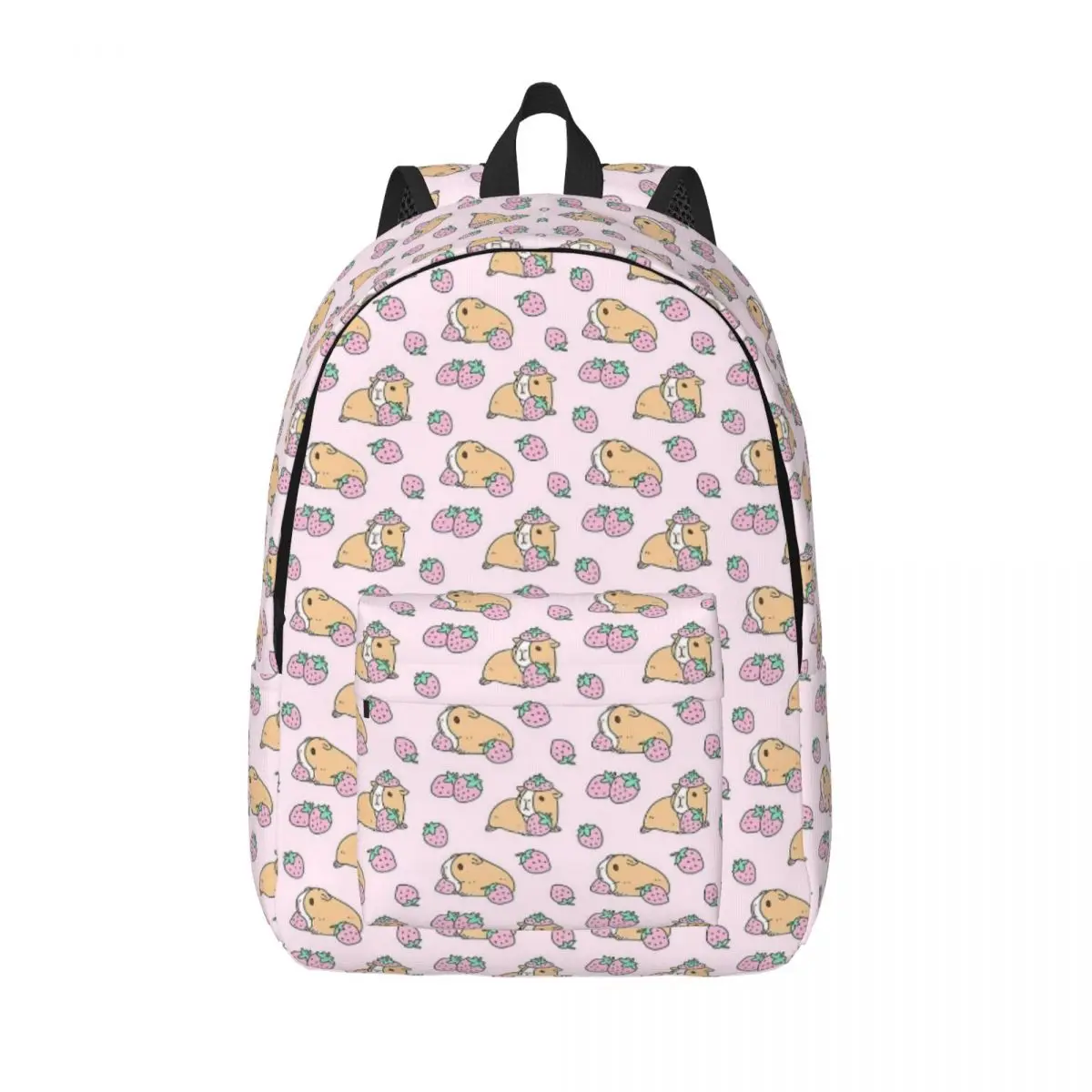 Mochila de morango doce cobaia rosa, mochila de lona menino e menina do jardim de infância Amantes do estudante da escola primária