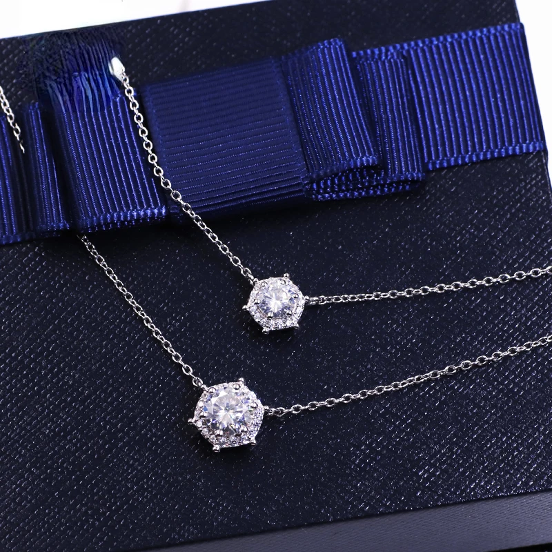 Yadis Mode Sieraden Sneeuwbloem 18K Wit Vergulde 925 Sliver Vvs Moissanite Kettingen Voor Vrouwen