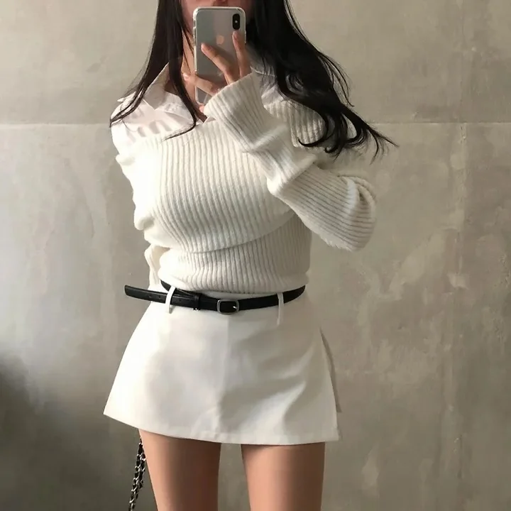 

Юбка-трапеция с высокой талией, брюки, костюм, повседневные брюки из полиэфирного волокна, универсальные брюки-юбка с высокой талией