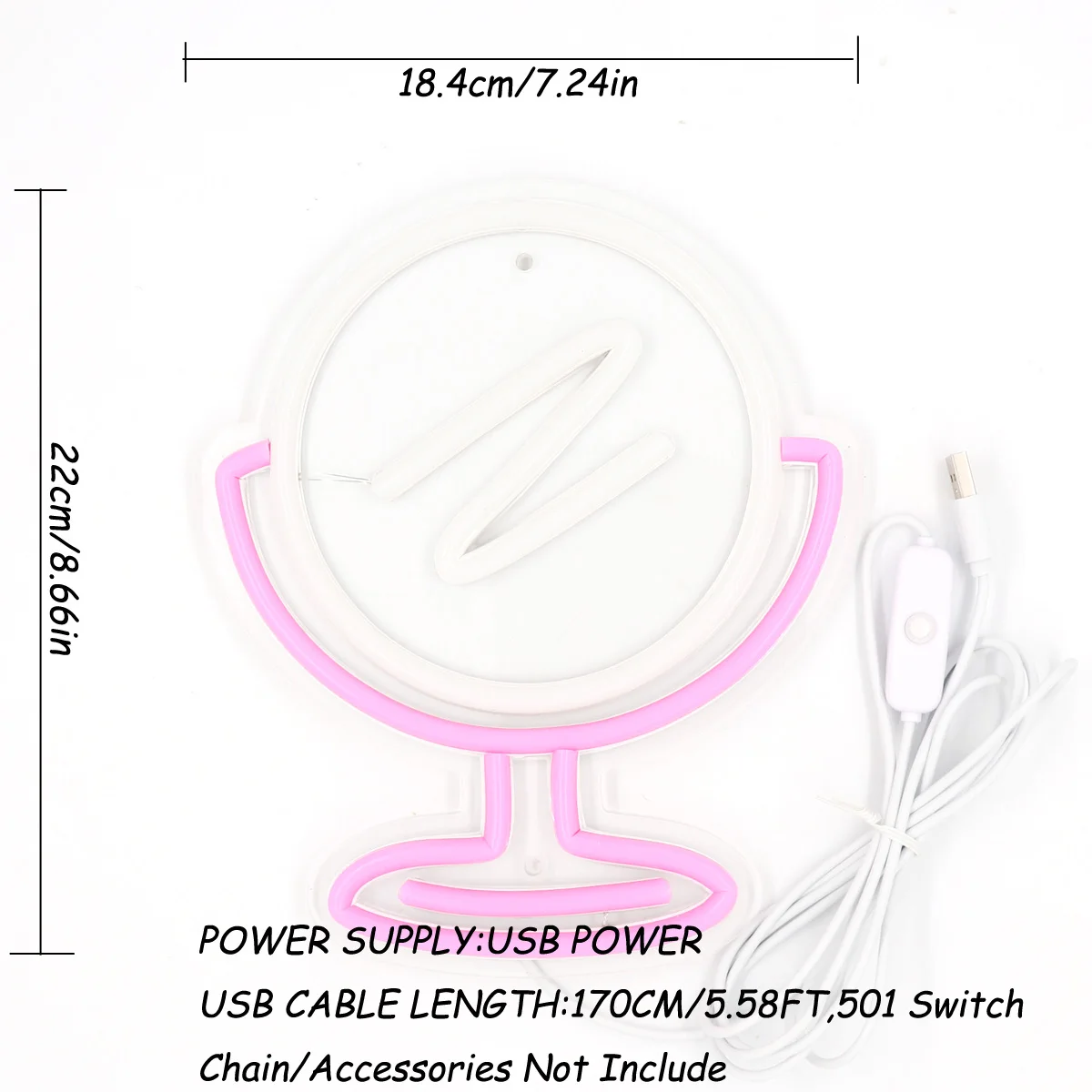 1PC Mirror USB Powered LED Wall Neon Sign per Pub Club Party Event Decoration 7.24 ''* 8.66''