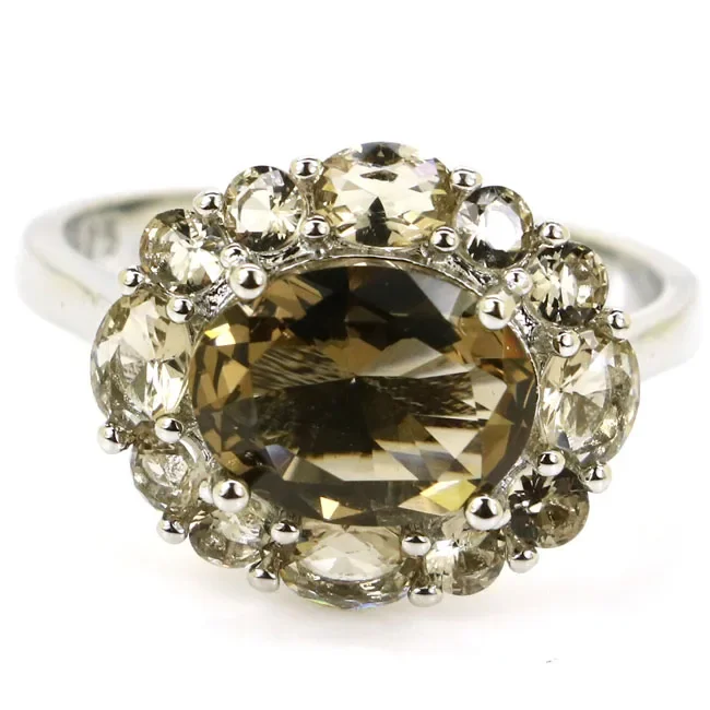 925 SOLID STERLING SILVER Customized Ringss Colorful Smoky Topaz Tourmaline Citrine Violet Tanzanite Aquamarine Blood Ruby Many
