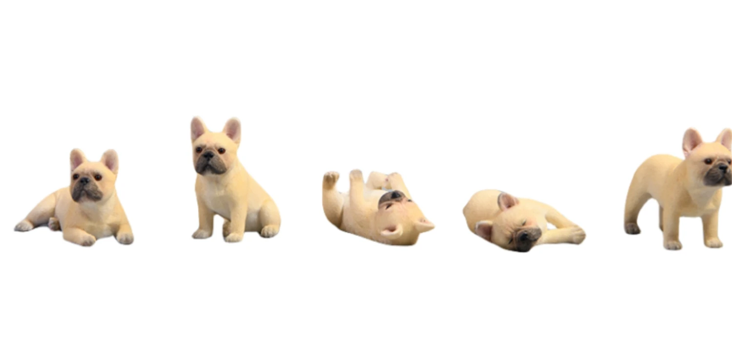 HiPlay JXK miniatura Bulldog Francés expresionemente pintado a mano realista seguro resina escala 1:12 figura de animal