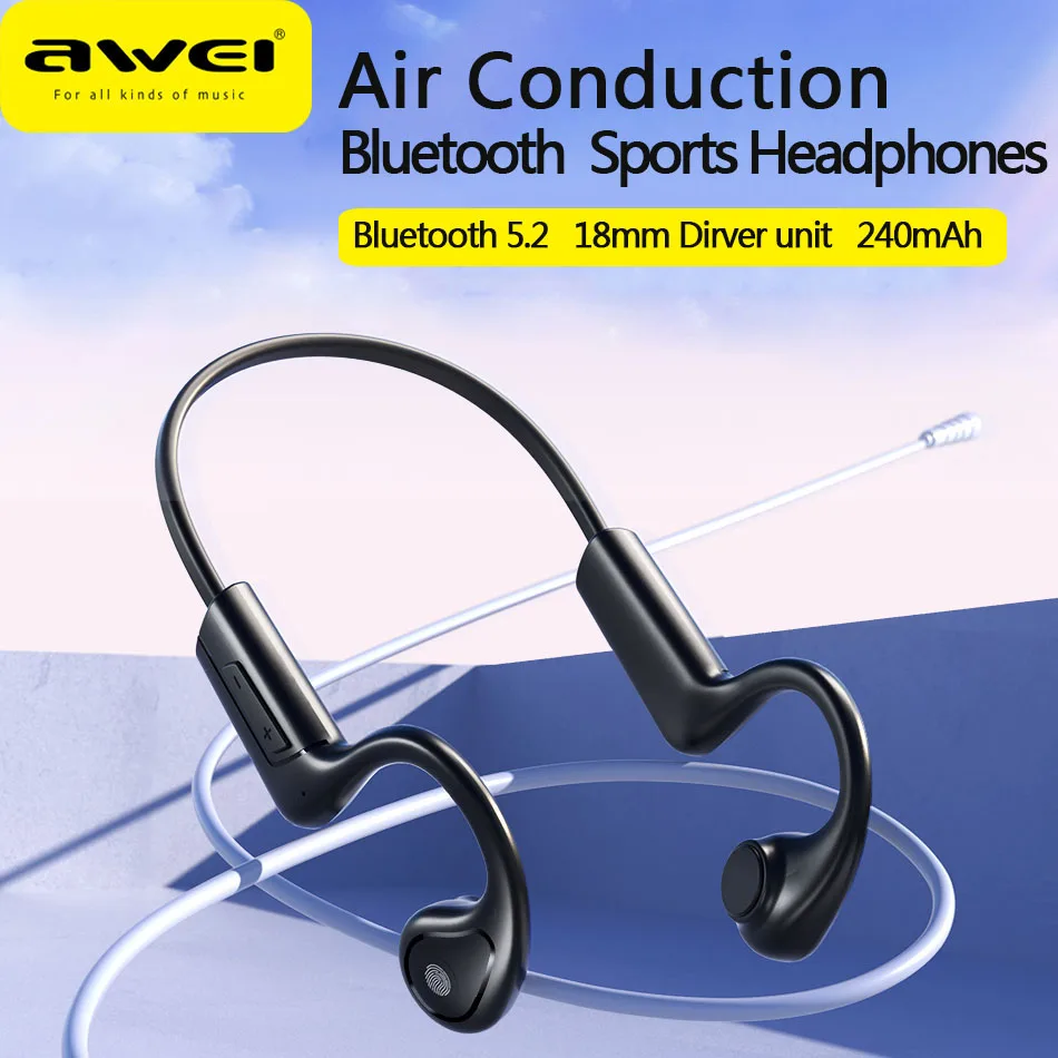 Awei A886BL audifonos bluetooth inalambrico auriculares de conducción de aire Bluetooth inalámbrico 5.2 audifonos HIFI auriculares conduccion aire de movimiento estéreo auriculares colgar audifonos de bluetooth