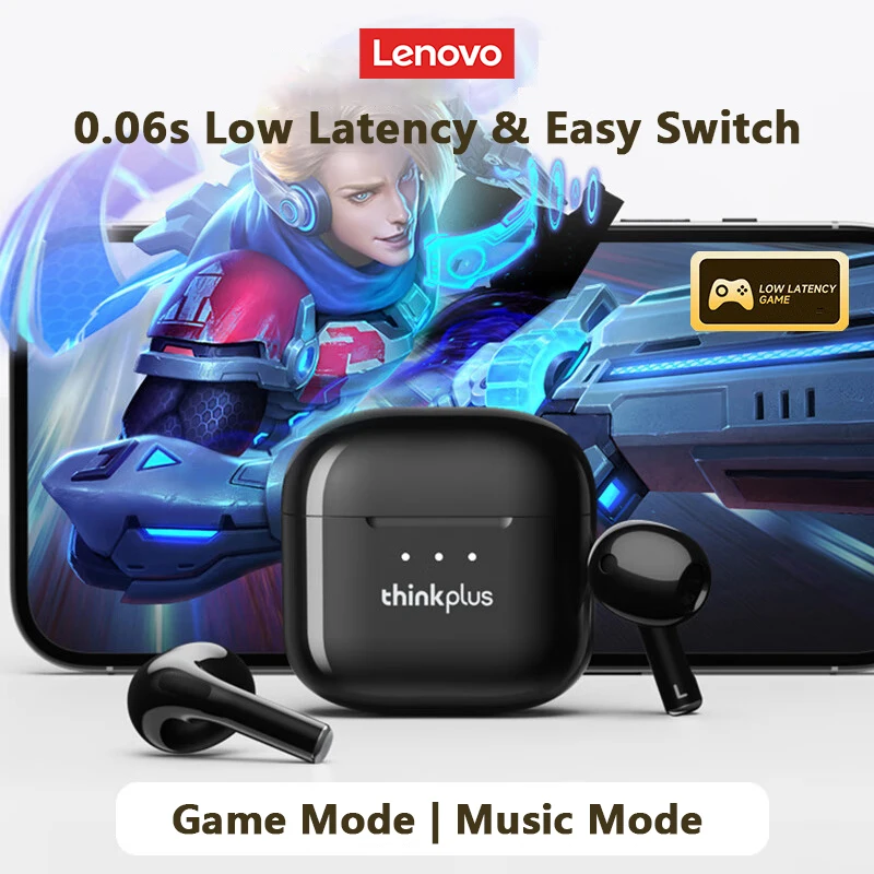 Escolha lenovo lp23 tws sem fio bluetooth v5.4 fones de ouvido alta fidelidade som estéreo esportes baixa latência gaming fone com microfone