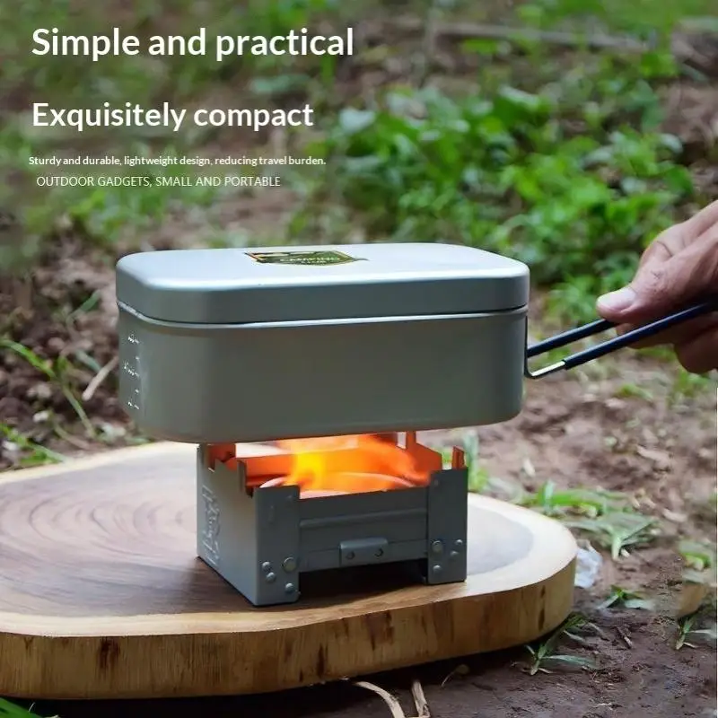 Portable Folding Metal Camping Stove Solid Alcohol Fuel Burner Windproof for Outdoor Picnic Camp Cooking Activities