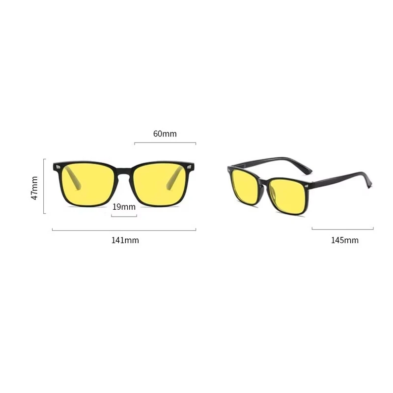 

Square Frame UV400 Sports Sunglasses, Blue Light Blocking Eyewear with Yellow Red Lenses for Men Women