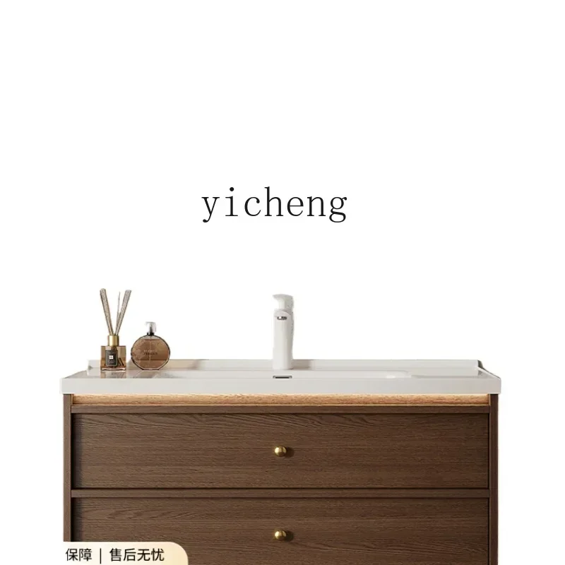 YSG6.4 antique bathroom cabinet ceramic integrated hand wash basin cabinet toilet washstand
