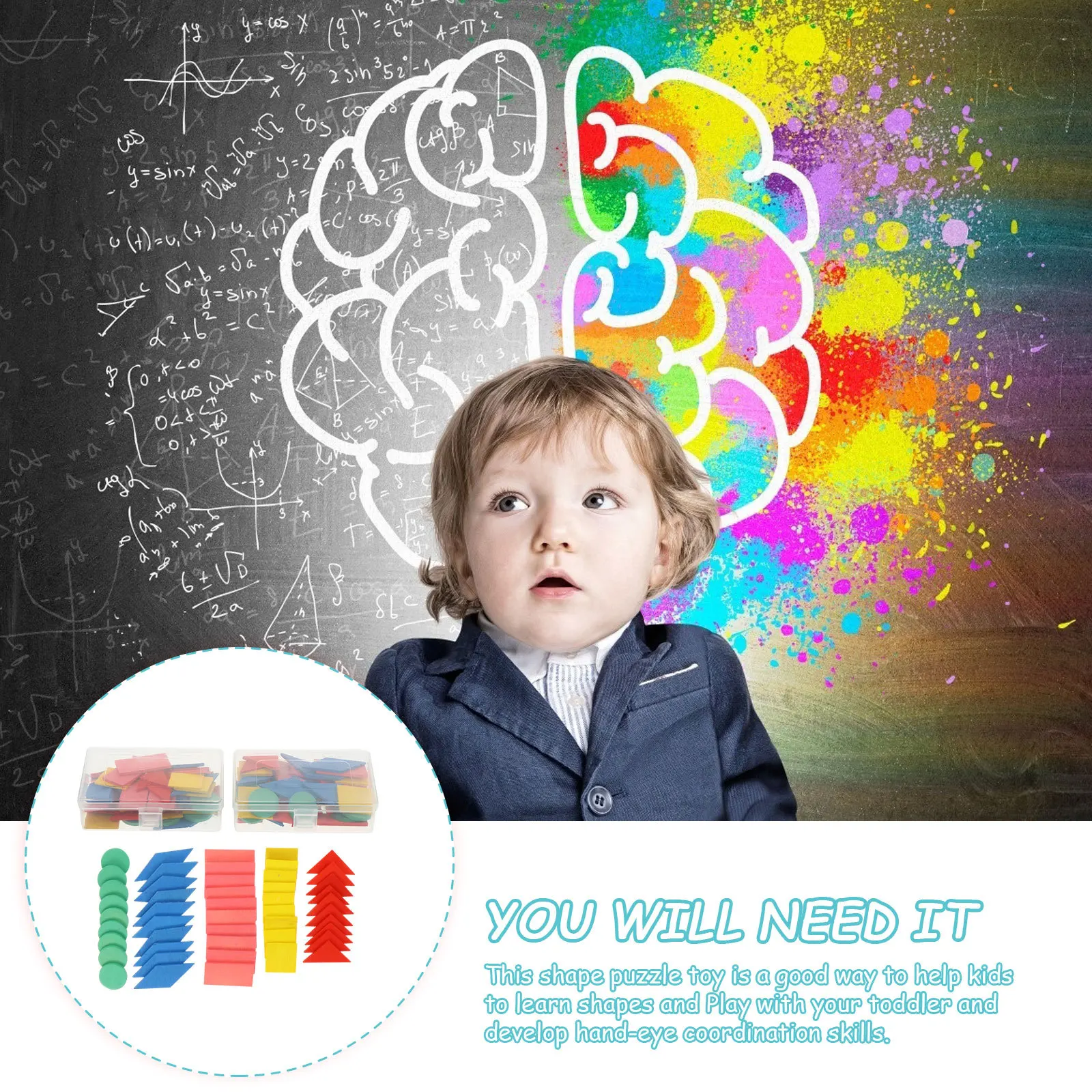 مجموعتان من مجموعتين من ألغاز الأشكال الخشبية للأطفال التعلم المبكر الهندسة للأطفال لعبة تعليمية لتنمية الدماغ الخشبية #5