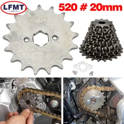 Front Engine Sprocket 520# Chain 20mm 10t 11T 12t 13T 14T 15t 16t 17T 18t 19T Teeth, For 50cc to 125cc Off-road Bicycle ATV
