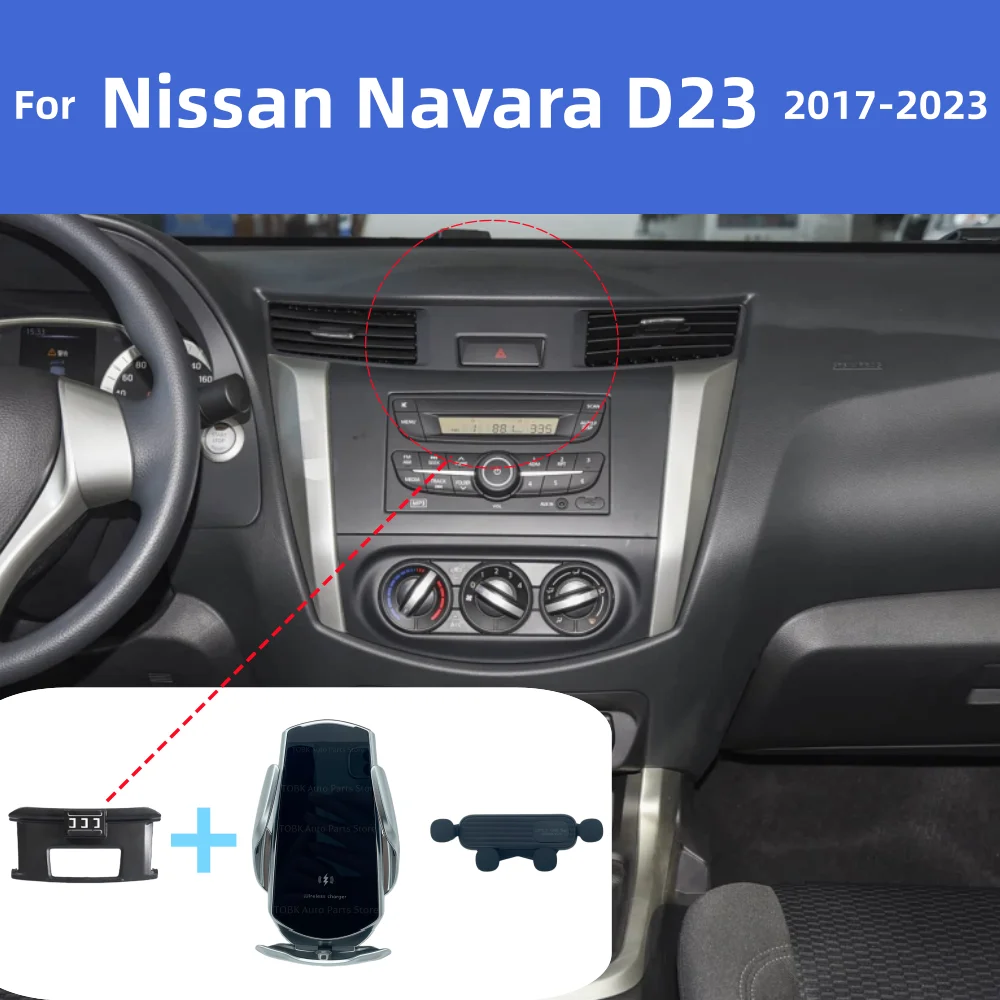 Suporte para telemóvel para carro, para Nissan Navara D23 NP300, modelos de 2017 a 2023. Base de suporte especial e resistente, com carregamento sem f