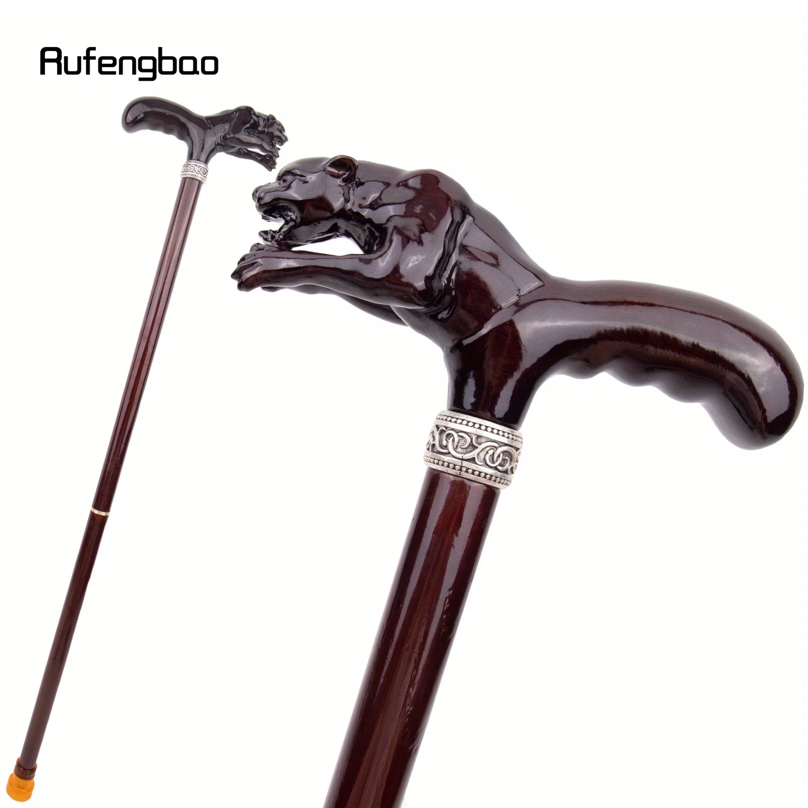 

Brown Jump Leopard Wooden Fashion Stick Decorative Vampire Cospaly Party Wood Cane Mace Wand Crosier Performance Stage Cane 93cm
