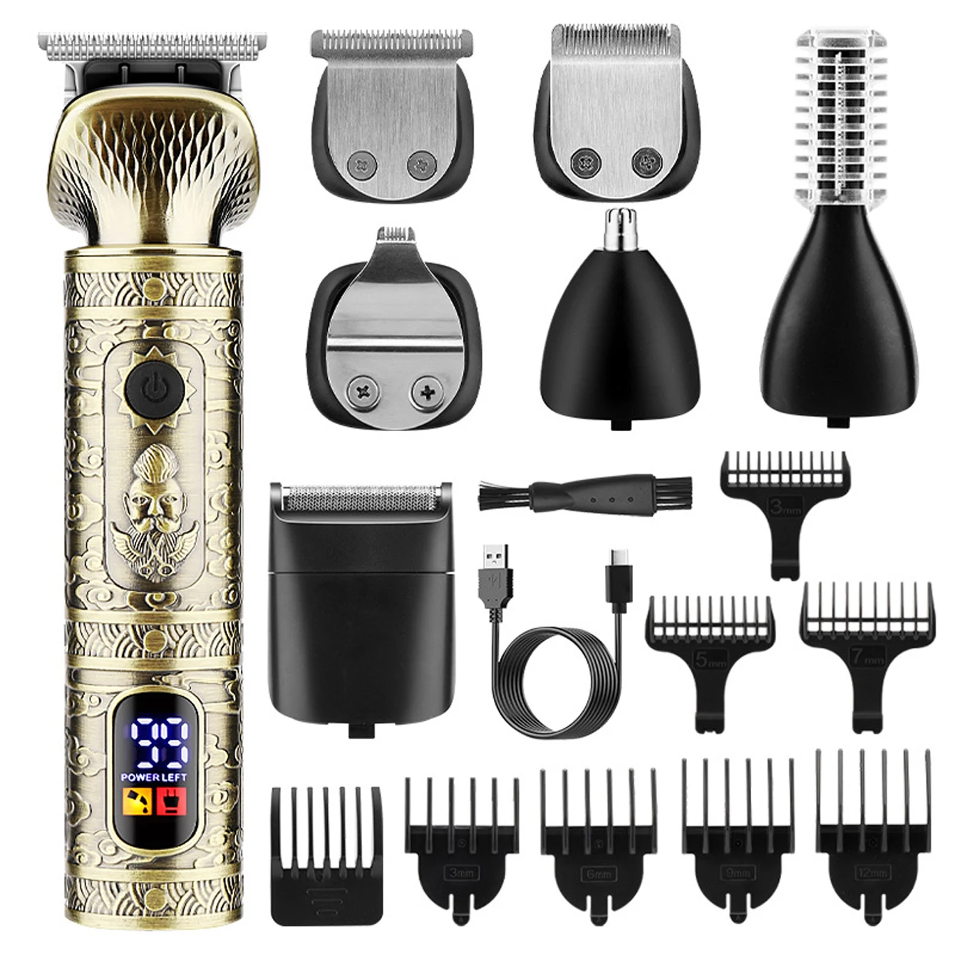 Beard trimmer set professional hair clipper trimmer electric shaver men's shaver nose body trimmer cordless grooming set