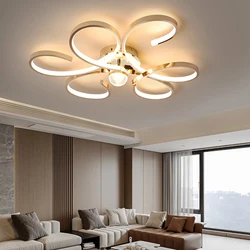Modern Floral Chandelier Ceiling Light for Bedroom & Living Room, Gold/Chrome/Black Dimmable LED Ceiling Lamp with Remote Contro