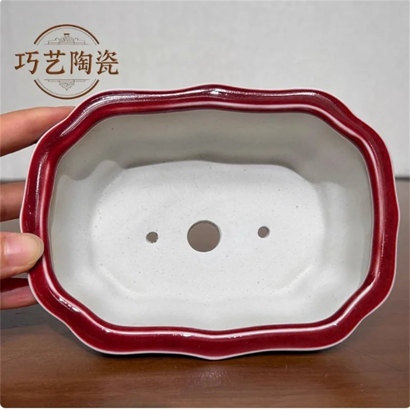 Porcelain Glazed Colorful Bonsai Pot,Small Vase,Ceramic Plant Pot, Home Decoration