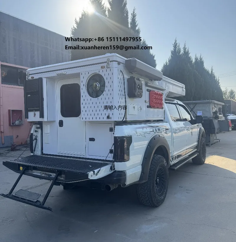 Outdoor Expedition Truck Rear Canopy with Expandable Pop up Roof Tent Waterproof Pickup Camper Box for Family Travel