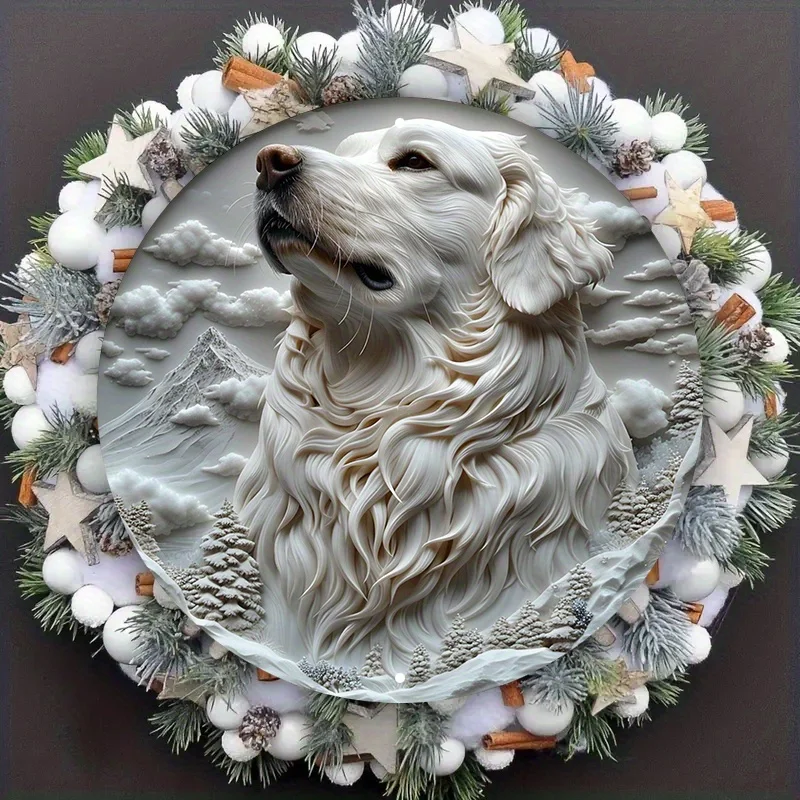 Great Pyrenees Dog Aluminum Sign Art, Weather Resistant Metal Decor for Home and Outdoor Use, Textured Quality Pet Design