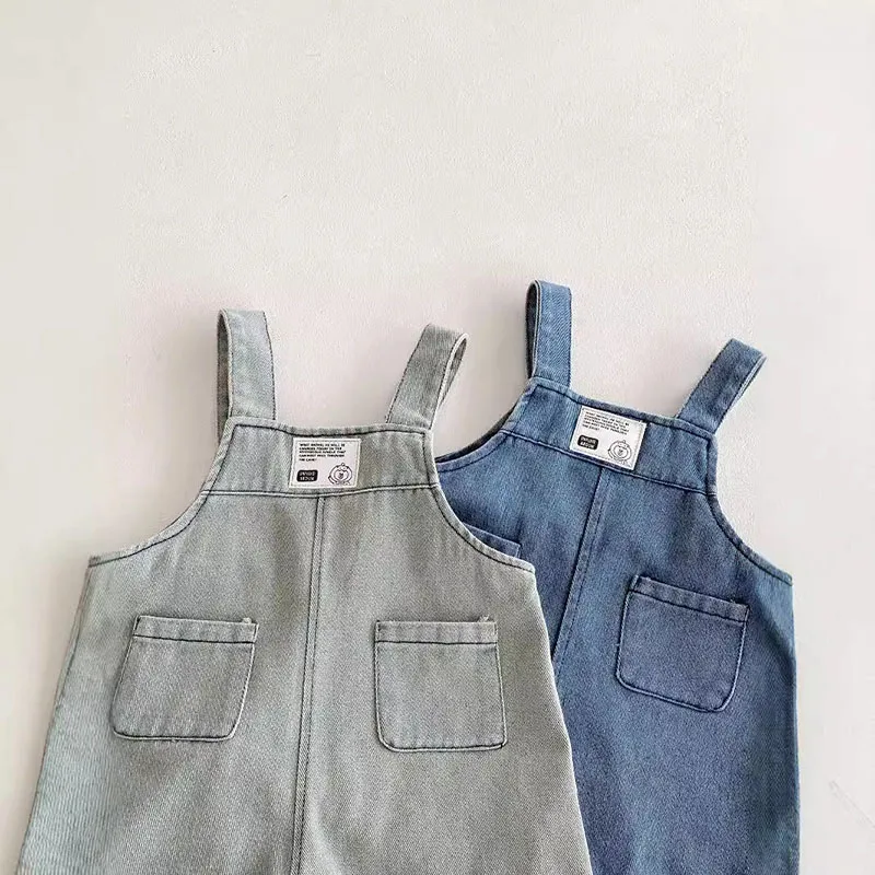 MILANCEL Kids Clothes Set Girls Cute Letter Sweatshirt Boys Solid Color Patch Denim Overall Children Thin Style Loose Clothes