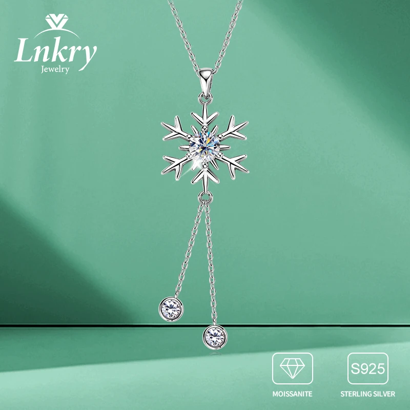 

Lnkry Exquisite Moissanite Tassel Necklaces Collier Argent 925 Sterling Silver Snowflake Pendant Necklace For Women Jewelry Gift
