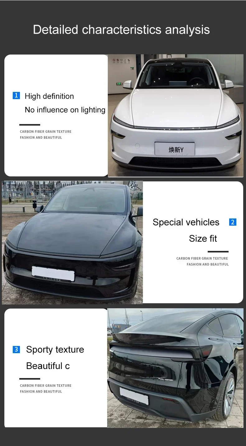 For Tesla Model Y Juniper 2025 TPU Blackened Headlight Taillight Protective Film New Model Y Black Color Changing Lamp Films